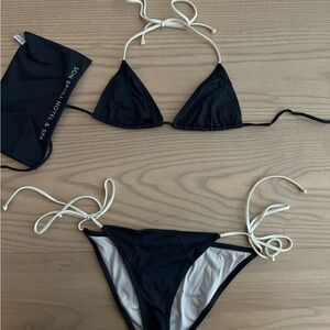 Elegant Black Bikini Set with White Accents
